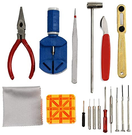 Watch Repair Kit Professional Watch Battery Replacement Tool Watch Case Opener Knife for Watchmaker's and Jewelers Complete Tool Set (16 pieces)