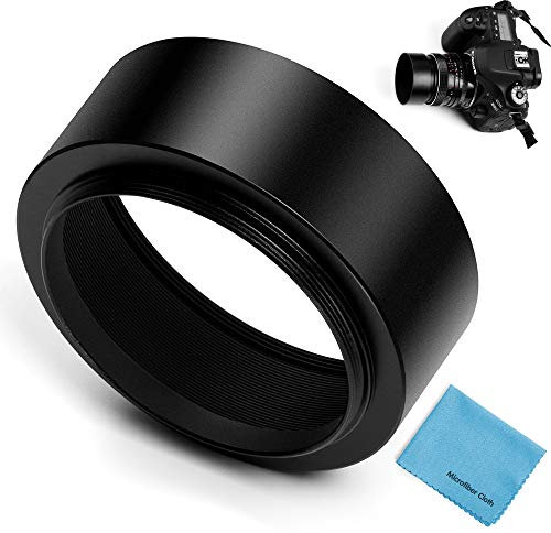 Fotover 58mm Schraube Berg Metall Standard Gegenlichtblende mit Center Pinch Objektivdeckel Kompatibel mit Canon Nikon Sony Pentax Olympus Fuji Sumsung Leica Kamera + Reinigungstuch
