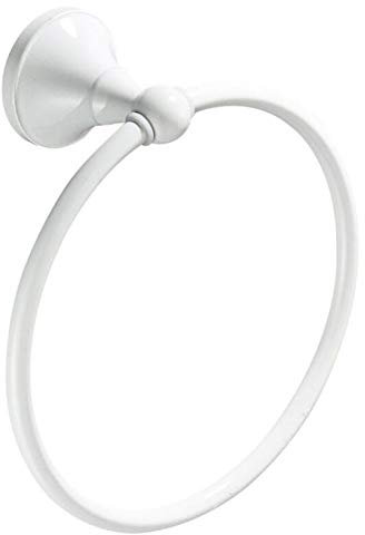 BOATX Anneau porte-serviettes blanc en laiton mural à percer pour WC, salle de bain, cuisine