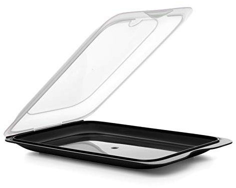 TATAY Porta Fruta Cocktail | 1 Unidad Estándar | Tupper Embutido Nevera | Tapa Extraíble, Apilable | Apto Congelador, Microondas y Lavavajillas | Libre de BPA, 17 x 3,2 x 25,2 cm, Color Negro