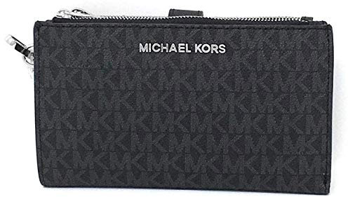 Michael Kors Damen-Geldbörse, Jet-Set-Reisen, mit Handschlaufe und Doppelreißverschluss - Schwarz - Medium