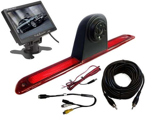 Dolphin Automotive Rear High Level Brake Light Reversing Camera for Mercedes Benz Sprinter 2007 - Onwards & VW Crafter Van 2007-2015 (Camera & 7 Dash Monitor)