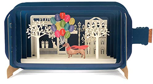 Message in A Bottle 3D Pop Up Greeting Card - Dog with Ballons