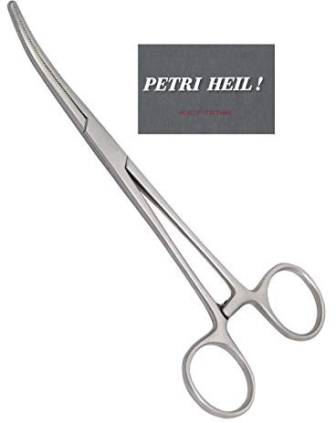 STMK Angelzange gebogen 18cm Hakenlöse-Zange, Klemme + gratis Petri Heil! Aufkleber