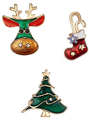 Zonfer 1set Weihnachtsbrosche, Rehkitz Weihnachtsmann Blume Im Knopfloch Legierungpin-Kleidung Accesoires
