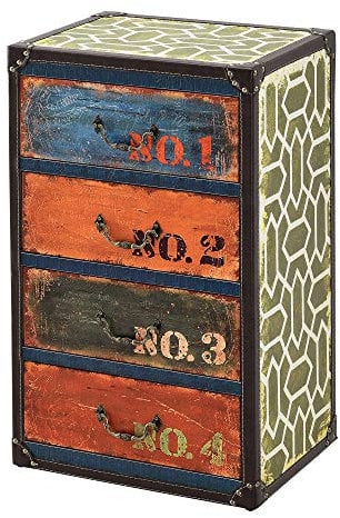 [en.casa] Kommode mit 4 Schubladen Wohnzimmerschrank 66 x 40 x 30 cm Organizer Industrielook MDF Kunstleder Mehrfarbig