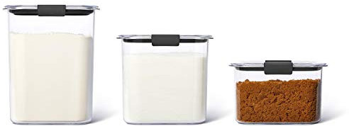 Rubbermaid Brilliance Plastic Food Storage Pantry Baking Set of 3 Containers with Lids (6 Pieces Totat), Dishwasher Safe, BPA-Free