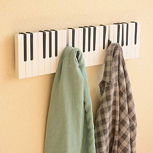 Nordic Porch Coat Rack Piano Keyboard Hook Kindergarten Coat Hanger Wall Wooden Coat Hook Wall Paint 60cm/The length of piano hook is 60cm