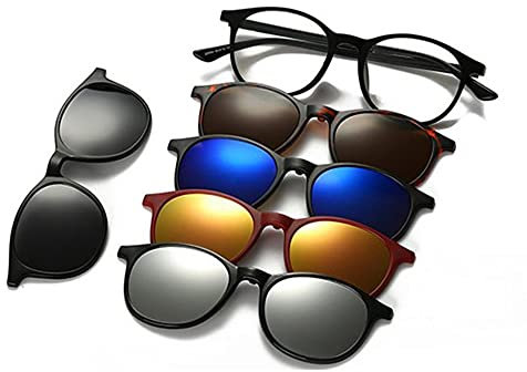 SODMLZ 5 teile/satz Clip Auf Sonnenbrille Frauen Magnetische Clip Auf Brille Männer Polarisierte Clip Optische Myopie Brillen Brillengestell (B)