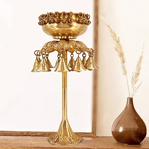 ARTVARKO Brass Designer Ethnic Carved Decorative Urli Big Beautiful Handcrafted Bowl for Floating Flowers and Tea Light Candles (Height: 16 inches,), URLI3.5KG16IN
