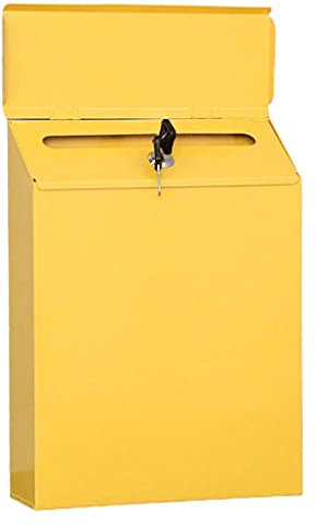 MagiDeal Vertikaler Briefkasten Hängende Sicherheits-Einwurfbox Langlebige Umschläge Zeitungen Sicherer Briefkasten- tür Veranda Ländliche, Gelb