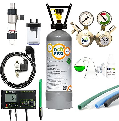 CO2 Anlage für Aquariem mit pH-Controller, Nachtabschaltung & Doppelkammerdruckminderer