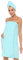 vislivin Bademantel Damen Saunakilt & Haartuch Sauna Kilt Frauen Saunakilt mit Klettverschluss und Gummizug Blau S/M