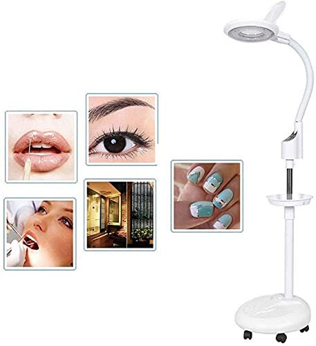 FGHSD Lampe loupe sur Pied, grossissant 16X avec Support de Sol Roulant Support Lig pour Salon de Lecture Dentiste Lig Tatouage Ongles Cils Inoculation Cils