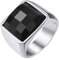 GoldChic Ringe für Herren Edelstahlring Siegelring mit schwarzem Stein 15MM breit Bandring 69mm Verlobungsring Zirkonia Ring Schmuck Accessoires