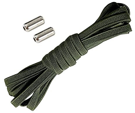 BupiMufi Cápsula de metal sin lazos Cordones elásticos con cierre rápido, Verde militar., 100