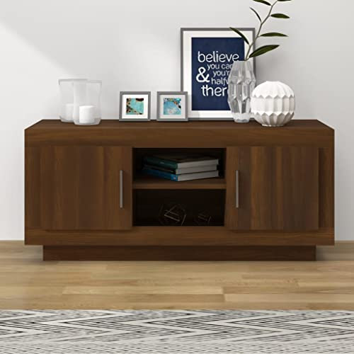 homiuse TV-Schrank TV Lowboard Eiche Braun 102x35x45 cm Holzwerkstoff TV Board Fernsehschrank Fernsehtisch TV Kommode Fernseher Schrank TV Schrank TV Unterschrank TV Cabinet