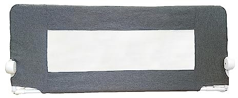 Safetots Deluxe Denim Extra Hohes Bettgitter Grau, 140cm breit x 60cm hoch, Bettschutzgitter für Kleinkinder zur Sicherheit, sicheres Kindergitter für Betten