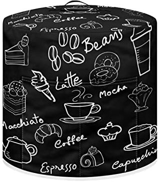 NETILGEN Dust Cover for Kitchen Instant Pot Accessories, for 3 Quart Pressure Cooker Air Fryer Rice Cooker Kitchen Appliance Dust Covers Dust Protection with Storage Pockets, Coffee Dessert Black