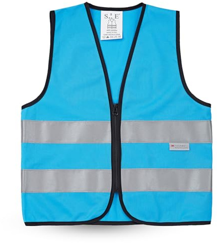 SIFE Kids' Safety Vest for Young Explorers,6 Color Options,Compatible with 3M Technology-Zipper-Blue-Middle 9-12Y
