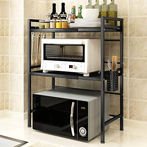 RELOVE Soporte para Microondas y Horno Cocina, Estanteria para Microondas en Encimera, Mueble Extensible Microondas Cocina (40/64 * 36.5 * 78cm-negro-1PC)