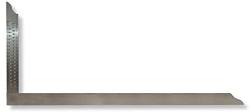 DEWEPRO® Zimmermannswinkel 600mm aus rostfreiem Edelstahl - sehr elastisch dank Federstahl - 60x28cm Winkeleisen Abbundwerkzeug mit Anreißlöcher