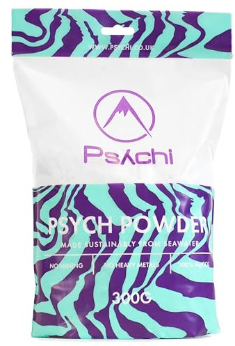 Psych Powder Climbing Chalk - Seawater Derived Magnesium Carbonate Grip Strengthener. Intense grip for Gym Sports, Gymnastics, Climbing, Pole Grip & Calisthenics Fitness. Ideal for Chalk Bags.