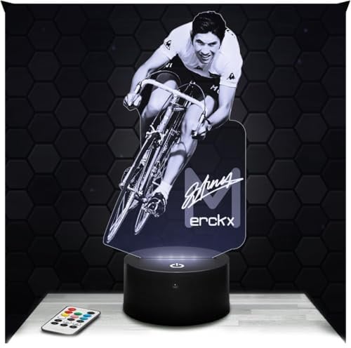 Lampephoto.fr - Lampe Eddy Merckx Radfahrer 3D Touch Nachtlicht Fahrrad | Made in France, Sockel & Größe wählbar, dimmbar, Batterie-/USB-Betrieb, HD-Lasergravur, Geschenk für Radsportfans