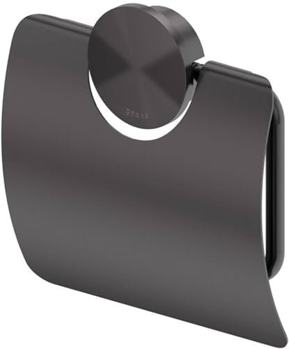 Geesa Opal Toilettenpapierhalter mit Klappe 14x1,9x14,2cm Gebürstetes Metall Schwarz
