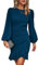 TcIFE Womens Casual Dress Long Sleeve Ladies Bodycon Ruched Ruffle Hem Mini Dress Slim Fit Elegant Sexy Party Club Dresses, Light Blue, S