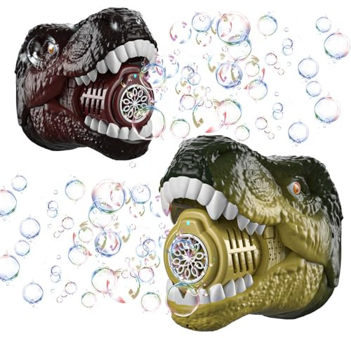 2 Stück Seifenblasenmaschine Kinder Dino Seifenblasenpistole für Weihnachtsdeko Gartenparty, Seifenblasen Pistole Seifenblasen Hochzeit Deko Seifenblasen Geschenk für Kinder, Geburtstag