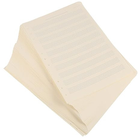 Operitacx 100 Blatt Musikmanuskriptpapier Nachfüllpackung mit 3mm Abstand und 10 Reihen Weißes Papier Reißfest und Tintenfest für Schüler und Lehrer