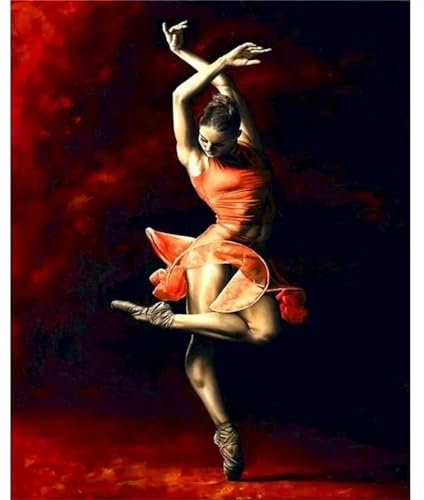 Ballett tanzendes Mädchen Malen Nach Zahlen Set,50x65cm Malen Nach Zahlen Erwachsene DIY inklusive Pinsel und Acrylfarben Handgemalt Ölgemälde Kit Startseite Wandkunst Dekoration - ohne Rahmen