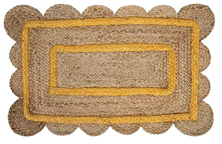 Fisura – Zerbino in iuta 70 x 45 cm. Tappetino per porta con design moderno. Zerbino per interni o esterni. Zerbino originale moderno. Zerbino giallo in iuta.