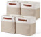 HDRNT Aufbewahrungsbox,Faltbare Aufbewahrungswürfel 4 Stück(30x30x30CM),Organizer aus Stoff mit Griffen,Körbe Aufbewahrung,Körbe für Regale Kallax,Organisation,Faltboxen (Light Khaki )