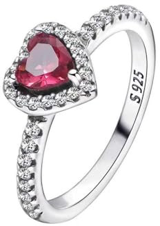 TOFBS Erhabenes Herz Ringe 925 Sterling Silber Cubic Zirconia Ring Statement Freundschaftsringe Verlobungsring Eheringe Promise Rings Schmuck Geschenk Für Damen Frauen (52)