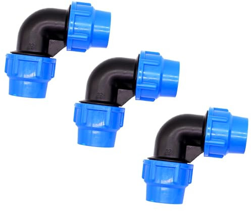 Okaywork 3 Pezzi Filettato PP Angolo 90 per Tubo PE, Raccordo pp per tubo pe 25mm, Raccordi per tubo dell’aqua a Gomito PP PN16 - Connettori per Tubi PE80, PE100
