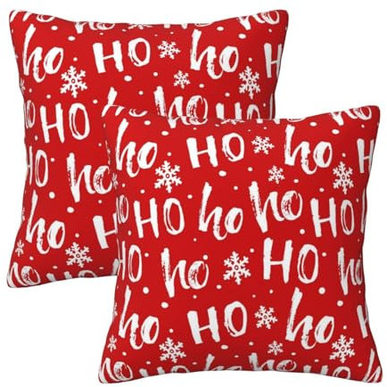 2 Stücke Throw Kissenbezüge Hohoho Muster Weihnachten Zierkissenhülle Dekorativen Kissenhülle Retro Dekokissen Für Bed, Sofa, Schlafzimmer, 45X45Cm