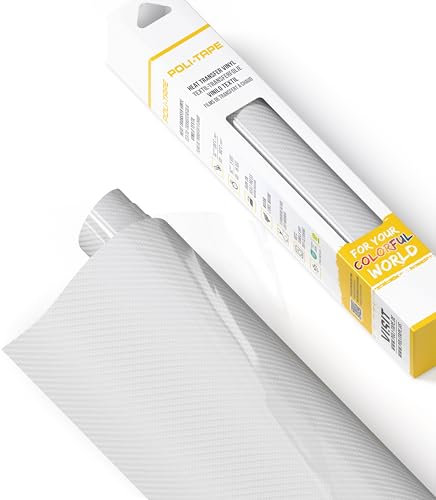 POLI-FLEX® CARBON Transferfolie für Textilien – Designfolie in Carbon Optik zum Aufbügeln, Plotterfolie für DIY Shirts, Weiß Carbon, 30,5 cm x 61 cm
