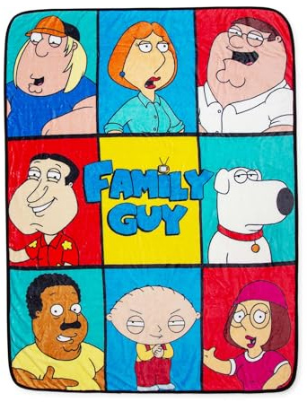 Family Guy Raschel-Überwurfdecke, weicher Polyester-Bezug für Sofa, Bett, 114,4 x 152,4 cm