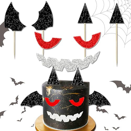 LaVenty Halloween Tortendekoration Withch Ghost Haunted House Kuchendekoration Fledermaus Kuchendekoration Hexe Kuchendekoration Kürbis Tortendekoration Halloween Party Zubehör