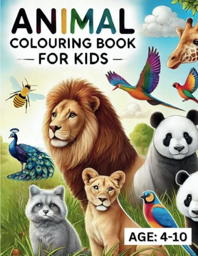 Animal Colouring Book for kids: Realistic, Cute and Fun Animals for Children Ages 4-10