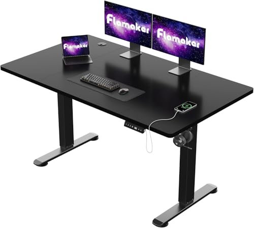 Flamaker Höhenverstellbarer Schreibtisch 160x80cm,72-118cm Elektrischer Stehschreibtisch mit Kabelablage, Sitz-Steh-Gedächtnis-Bürotisch mit Kopfhörerhaken, Schwarz