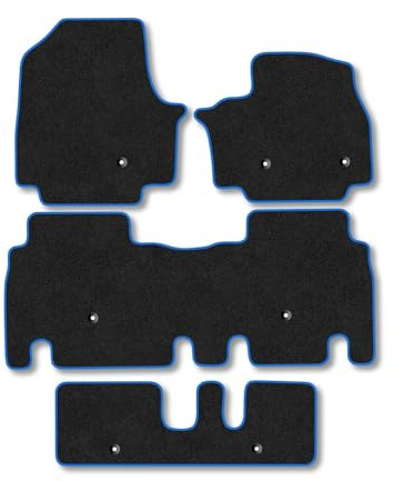 Kia EV9 (2024+) [7 Seat] Carpet Car Mats | Blue Edge Trim Tailored Fit Floor Mats Full Coverage Protection Accessories Easy Clean Anti Slip Made in the UK