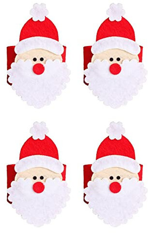 Handgefertigte Weihnachtsmann-Serviettenringe für Serviettenhalter, Zuhause, Party, Abendessen, Tischdekoration, 4 Stück