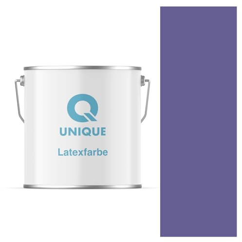 Q UNIQUE Latexfarbe 5L (ca.35m2) Dunkel Violett Innenfarbe Wandfarbe Deckenfarbe Klasse 3 Mattfarbe Scheuerfest Hohe Deckkraft