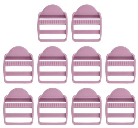 SUIKIHUM 10 Pack Plastic Ladder Slider, 1 (25mm) Backpack Buckle Tri-Glides Clip, Adjustable Lock Buckle for Strap, Light Purple