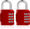 SNZ Lot de 2 Cadenas Code 4 Chiffres Antivol, pour Casier, Hangar, École et Salle de Sport avec Code Numérique - Cadenas Casier et Chaîne Cadenas Robuste et Sécurisé (Rouge)