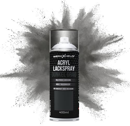 WerkXheld Sprühlack 400ml - Hochwertiges Lackspray Dunkel Grau RAL 7032, Vielseitig anwendbar auf Holz, Metall & Textil, Langlebiger Acryllack Spray