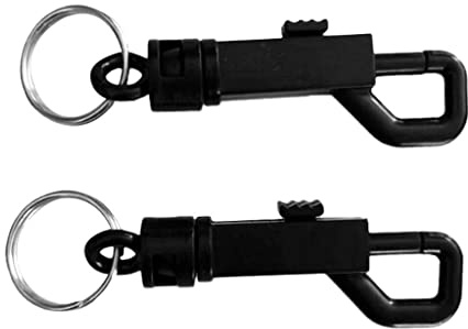 Courtieyeardceastea Lot de 2 mousquetons pivotants en plastique noir avec anneau fendu pour porte-clés d'extérieur, Noir , taille unique